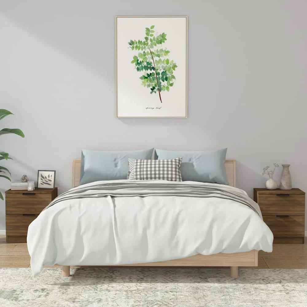 Bedside Cabinet Smoked Oak Engineered Wood vidaXL by vidaXL