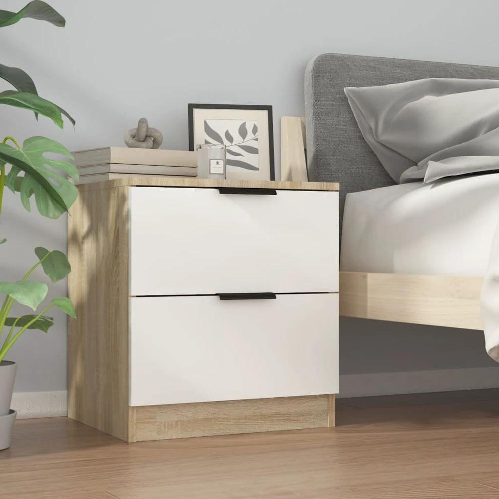 Bedside Cabinet Smoked Oak Engineered Wood vidaXL by vidaXL
