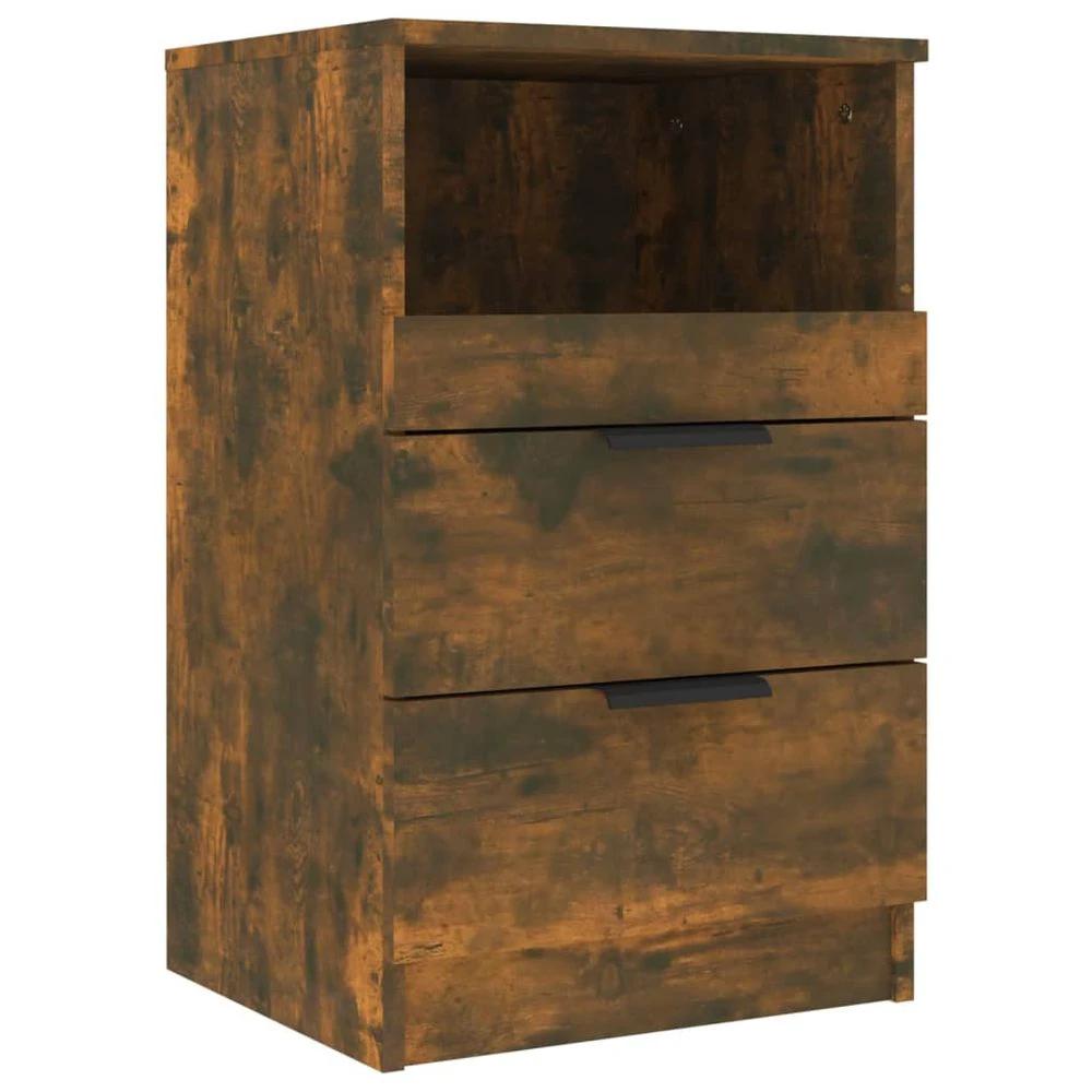 vidaXL Bedside Cabinet Smoked Oak Engineered Wood vidaXL - Nightstands Bedside Table