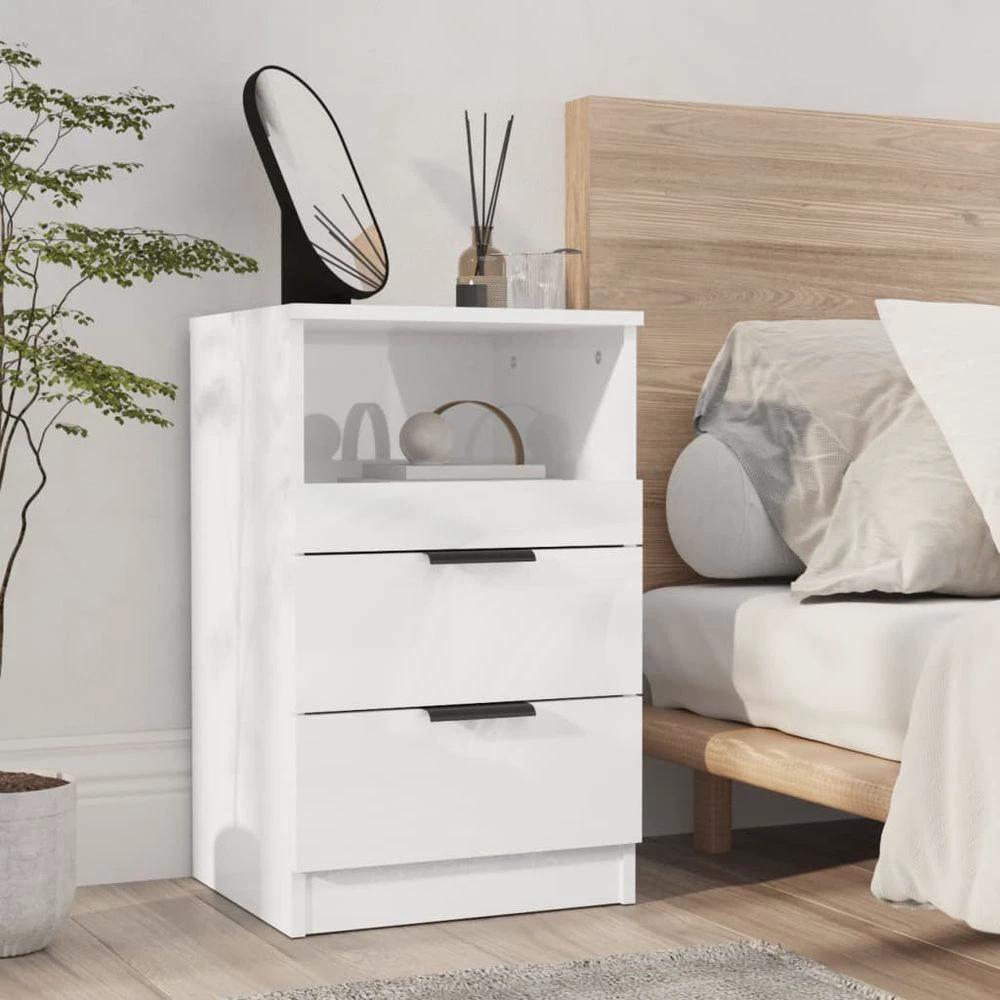 vidaXL Bedside Cabinet Smoked Oak Engineered Wood vidaXL - Nightstands Bedside Table