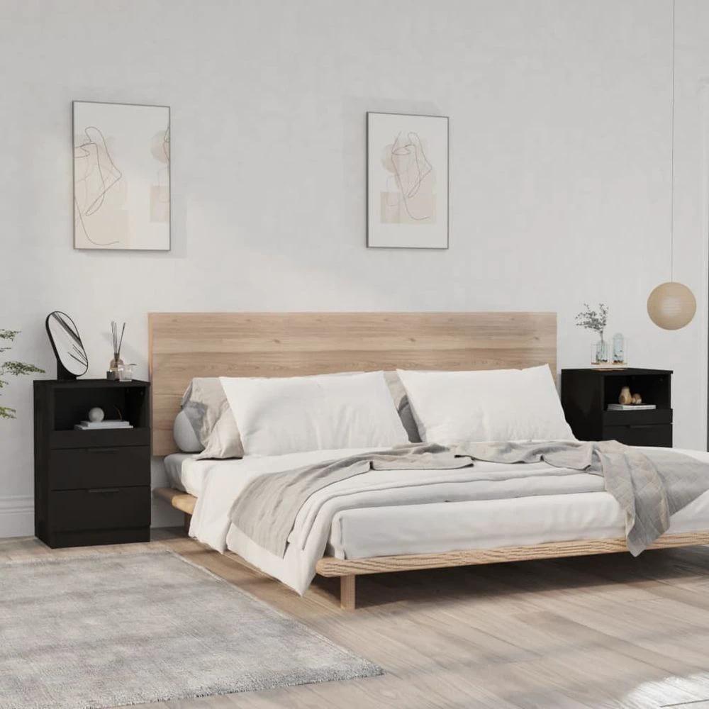 vidaXL Bedside Cabinet Smoked Oak Engineered Wood vidaXL - Nightstands Bedside Table