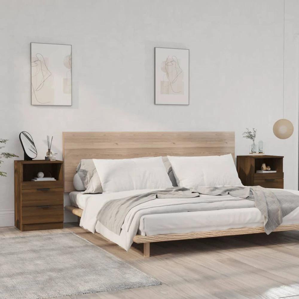 vidaXL Bedside Cabinet Smoked Oak Engineered Wood vidaXL - Nightstands Bedside Table