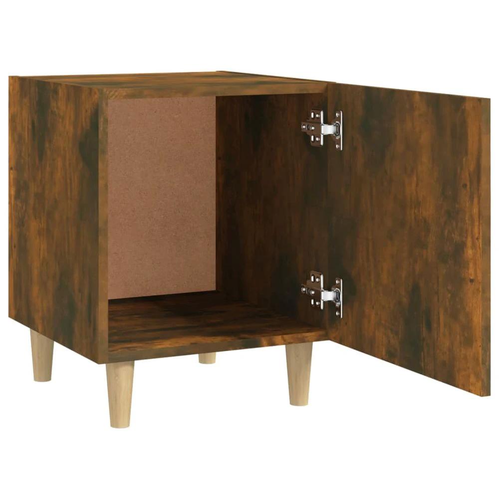 vidaXL Bedside Cabinet Smoked Oak Engineered Wood vidaXL - Nightstands Bedside Table