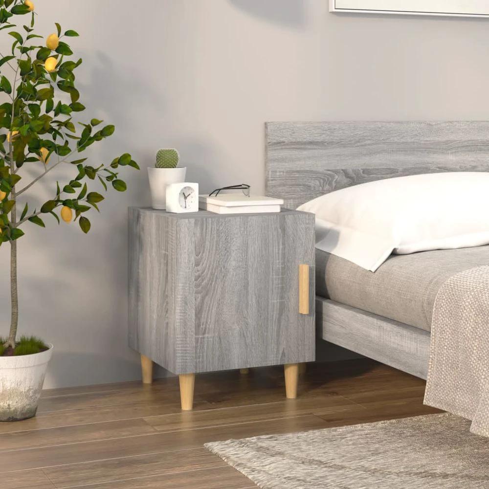 vidaXL Bedside Cabinet Smoked Oak Engineered Wood vidaXL - Nightstands Bedside Table