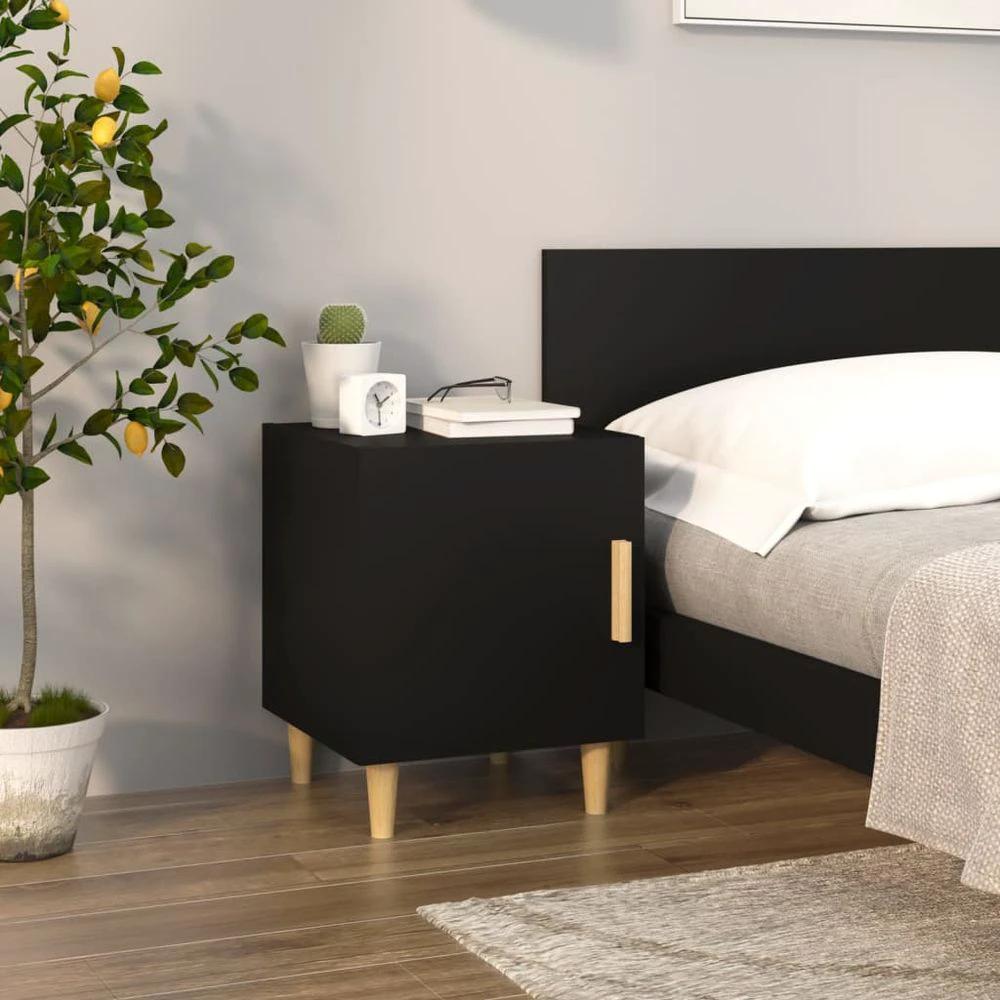 vidaXL Bedside Cabinet Smoked Oak Engineered Wood vidaXL - Nightstands Bedside Table