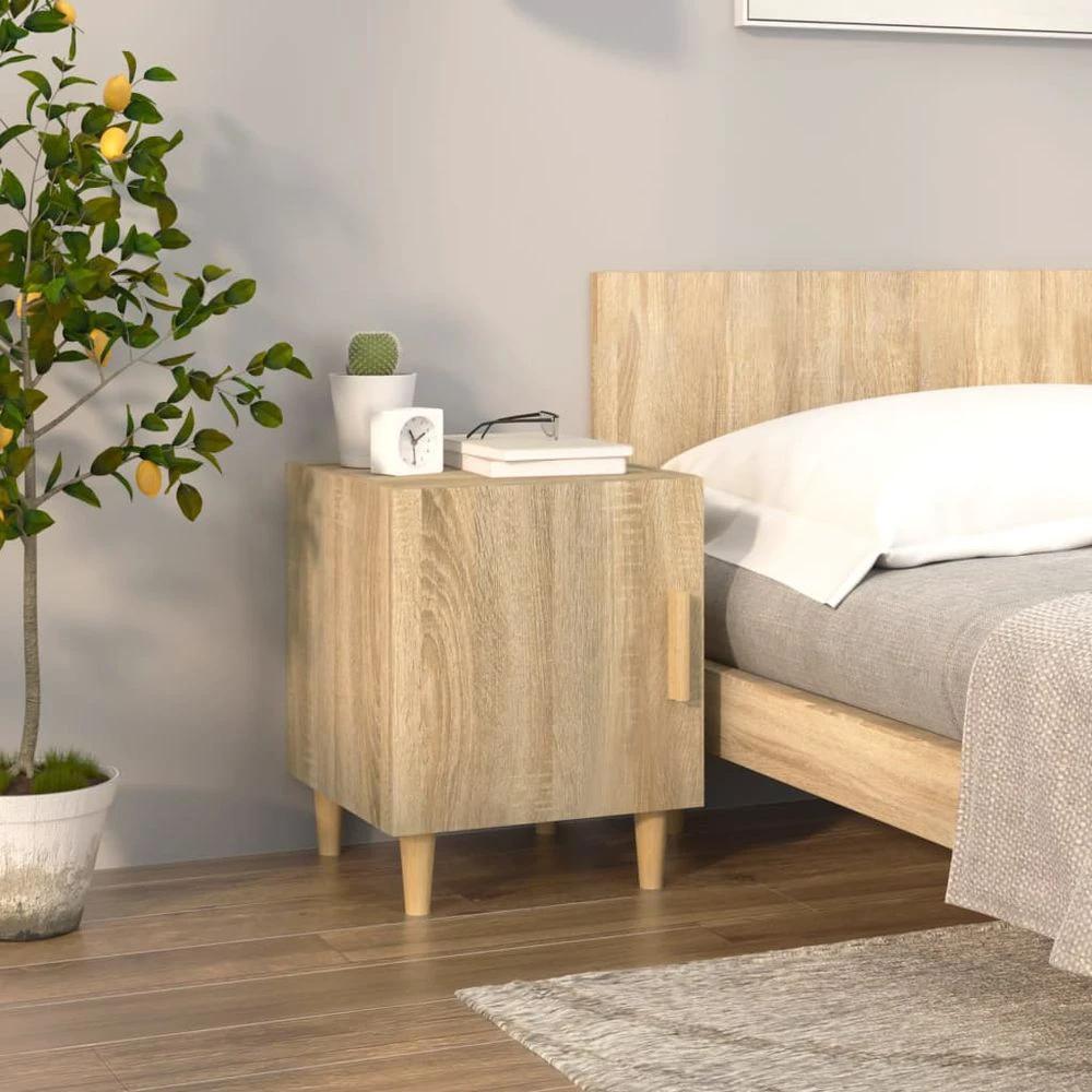vidaXL Bedside Cabinet Smoked Oak Engineered Wood vidaXL - Nightstands Bedside Table