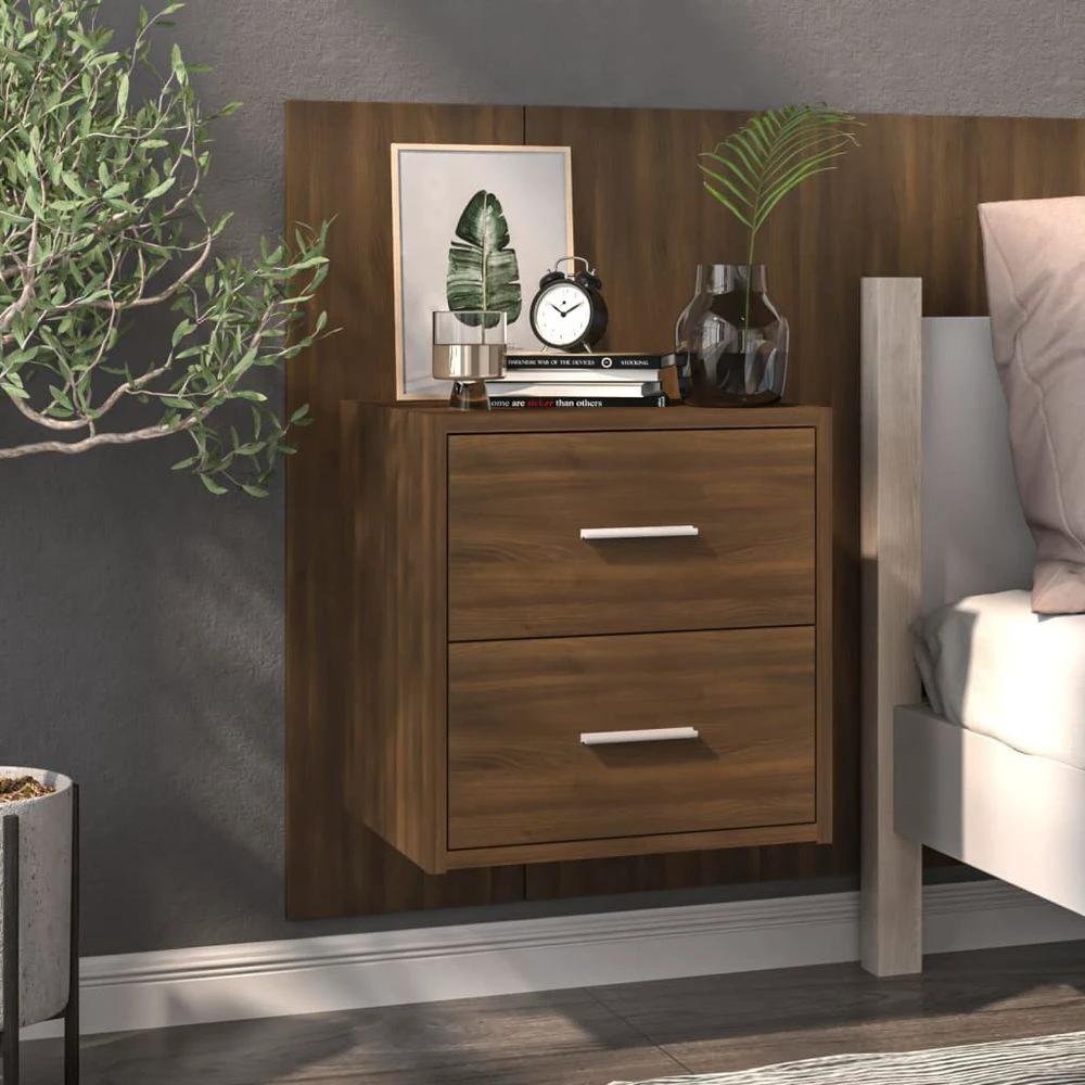 Wall-mounted Bedside Cabinet Brown Oak by vidaXL