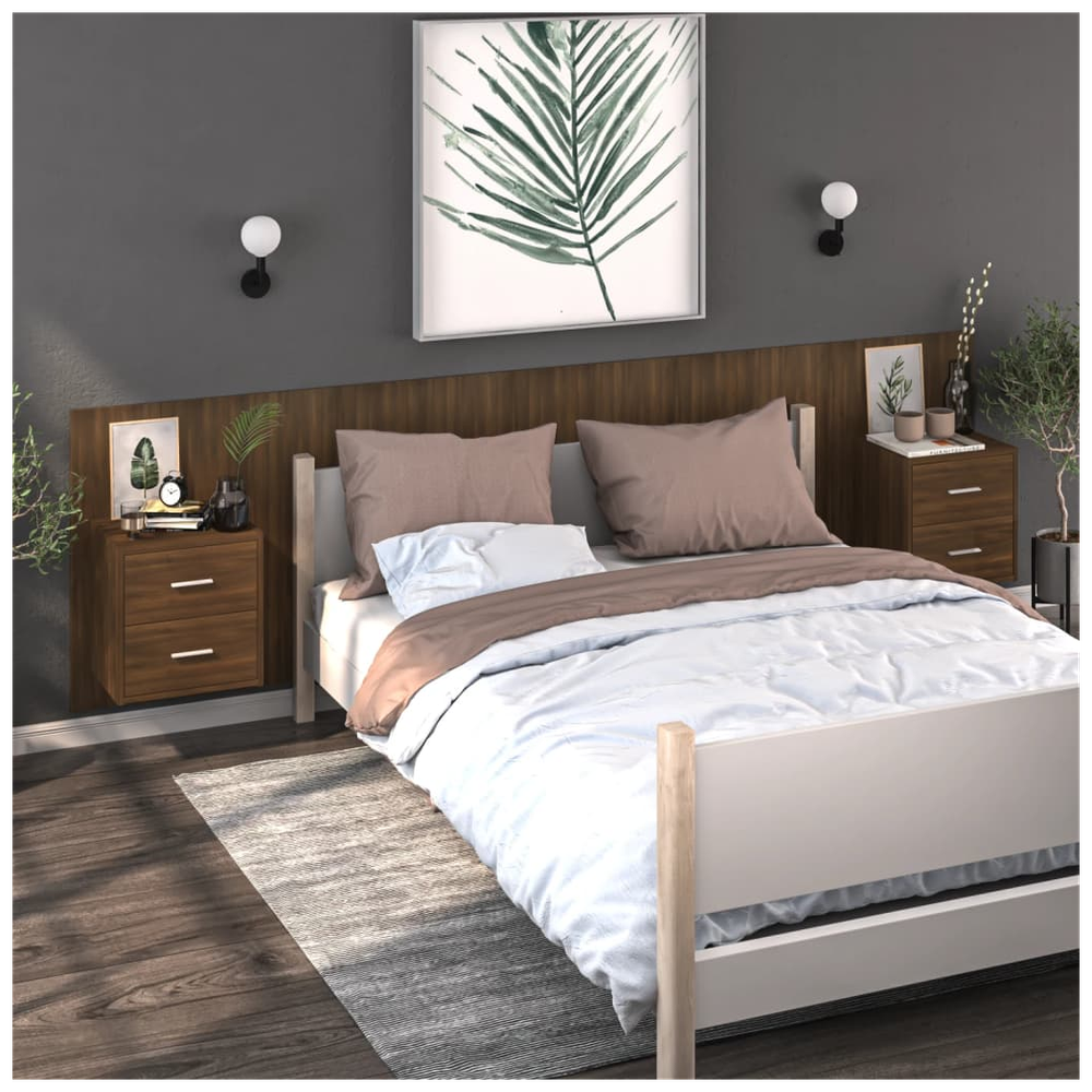 Wall-mounted Bedside Cabinet Brown Oak by vidaXL