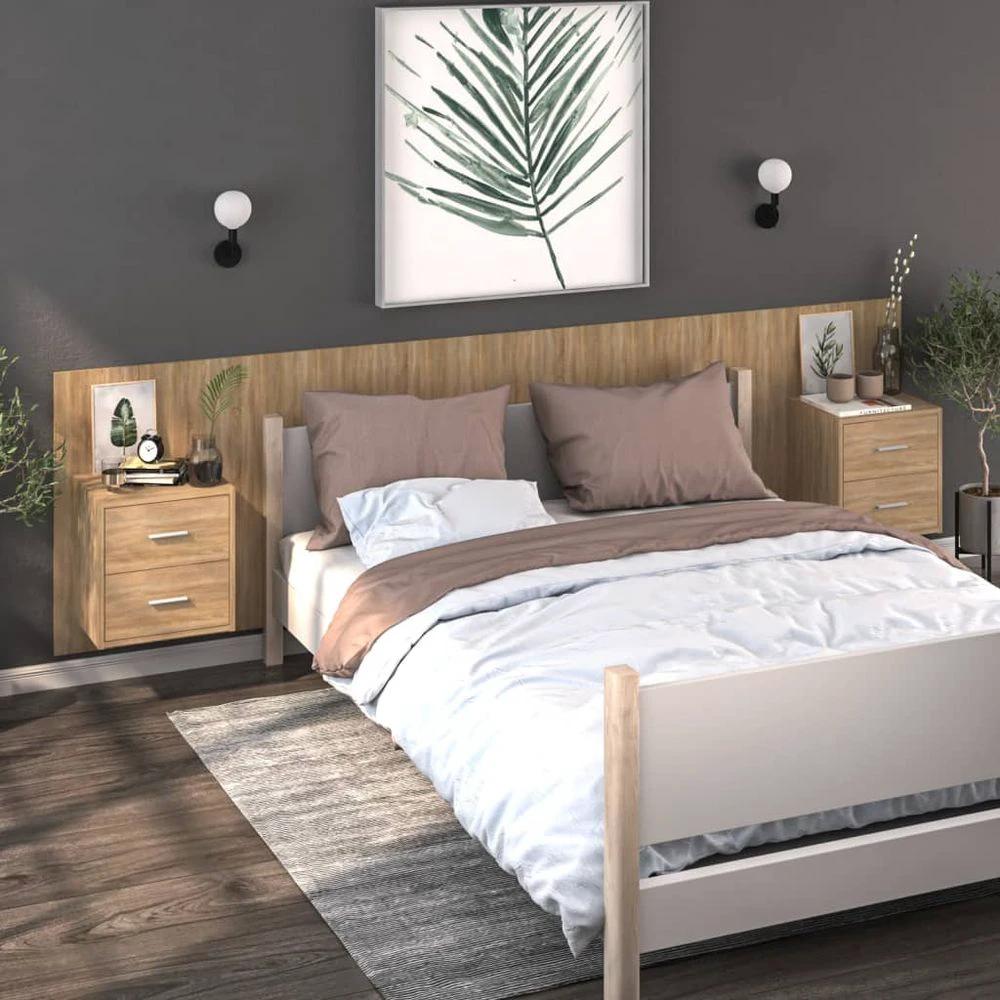 Wall-mounted Bedside Cabinet Brown Oak by vidaXL
