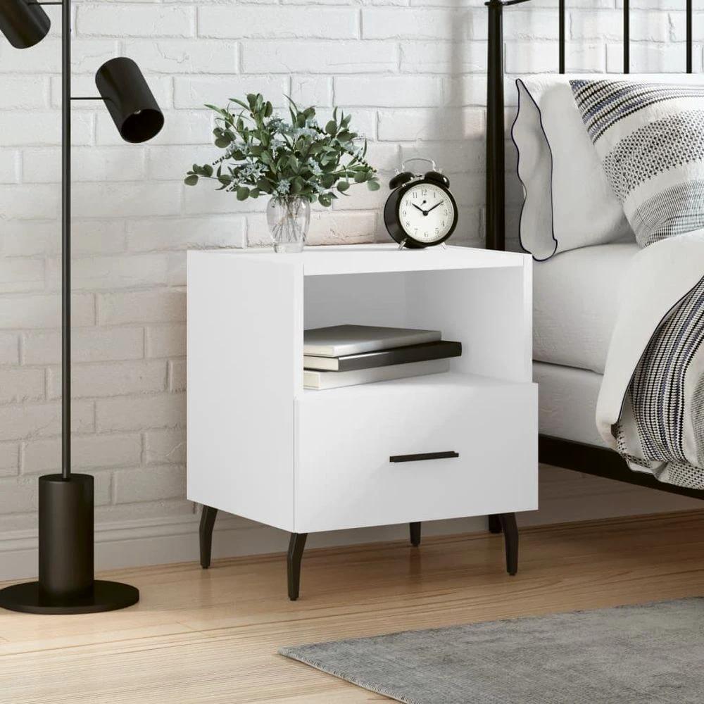 vidaXL Bedside Cabinet White 40x35x47.5 cm vidaXL Engineered Wood - Nightstands Bedside Table