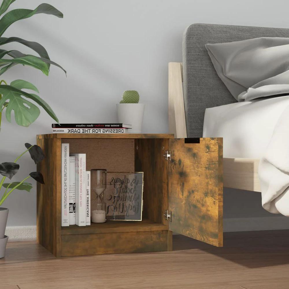 Bedside Cabinet Smoked Oak 40x39x40 cm vidaXL by vidaXL