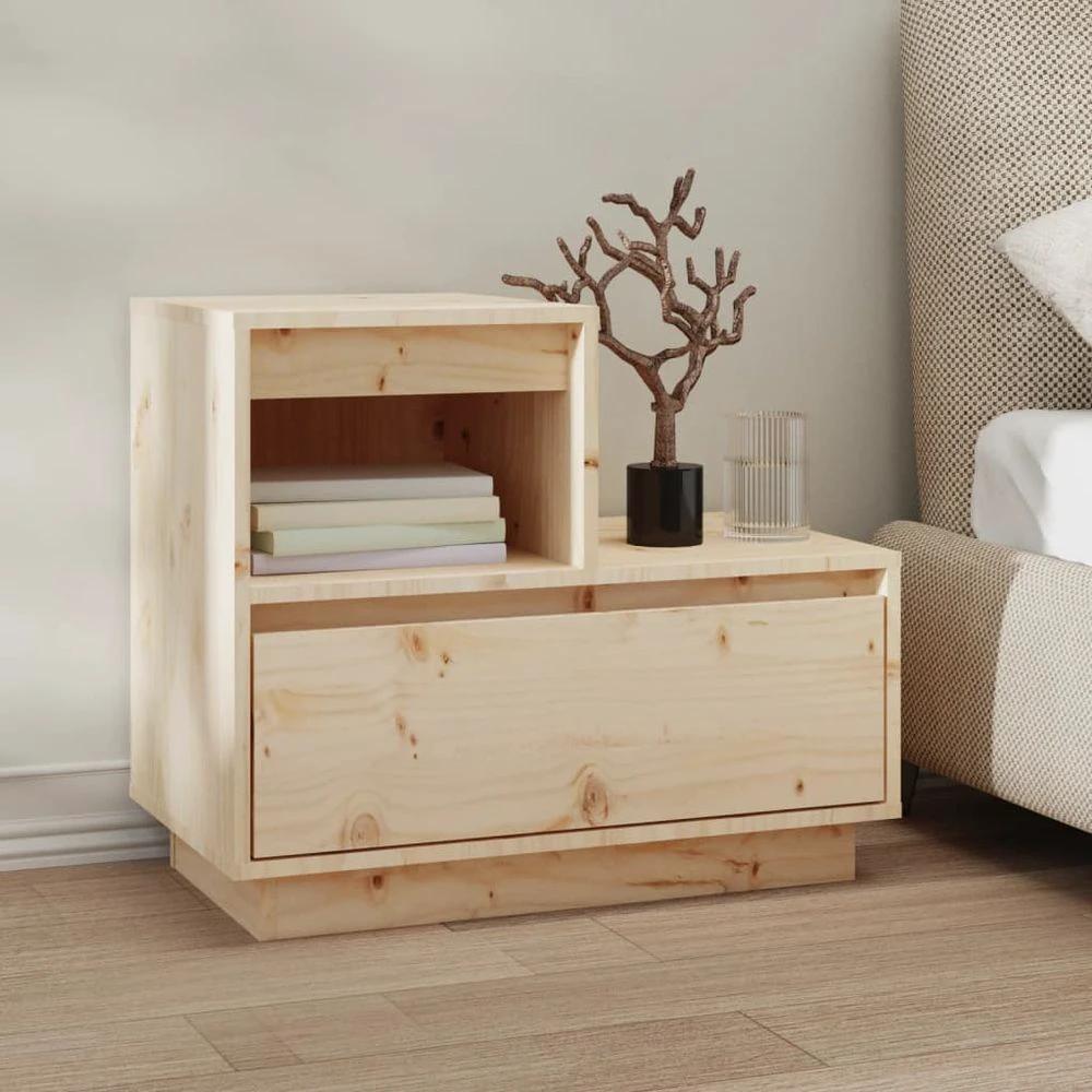 vidaXL Bedside Cabinet 60x34x51 cm vidaXL Solid Wood Pine - Nightstands Bedside Table