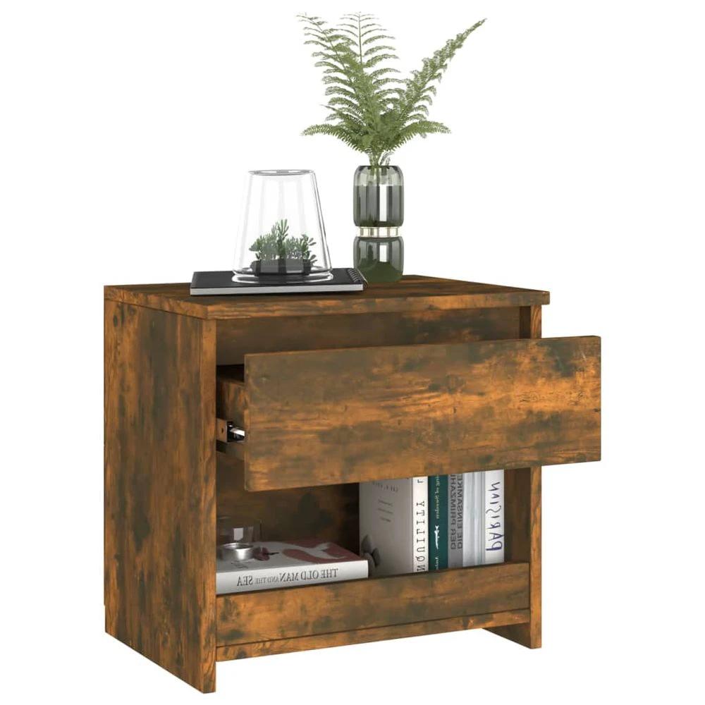 vidaXL Bedside Cabinet Smoked Oak 40x30x39 cm vidaXL Engineered Wood - Nightstands Bedside Table