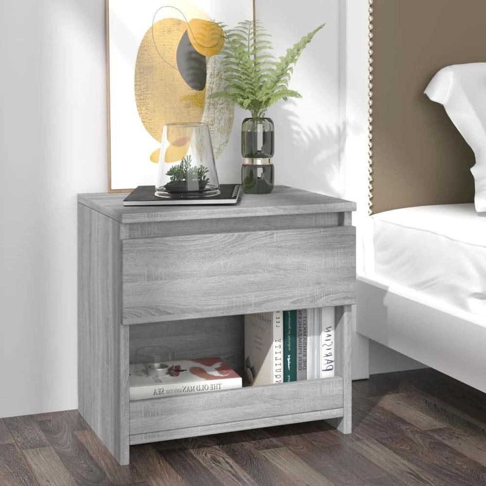 Bedside Cabinet Smoked Oak 40x30x39 cm vidaXL Engineered Wood by vidaXL