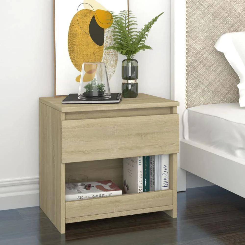 Bedside Cabinet Smoked Oak 40x30x39 cm vidaXL Engineered Wood by vidaXL