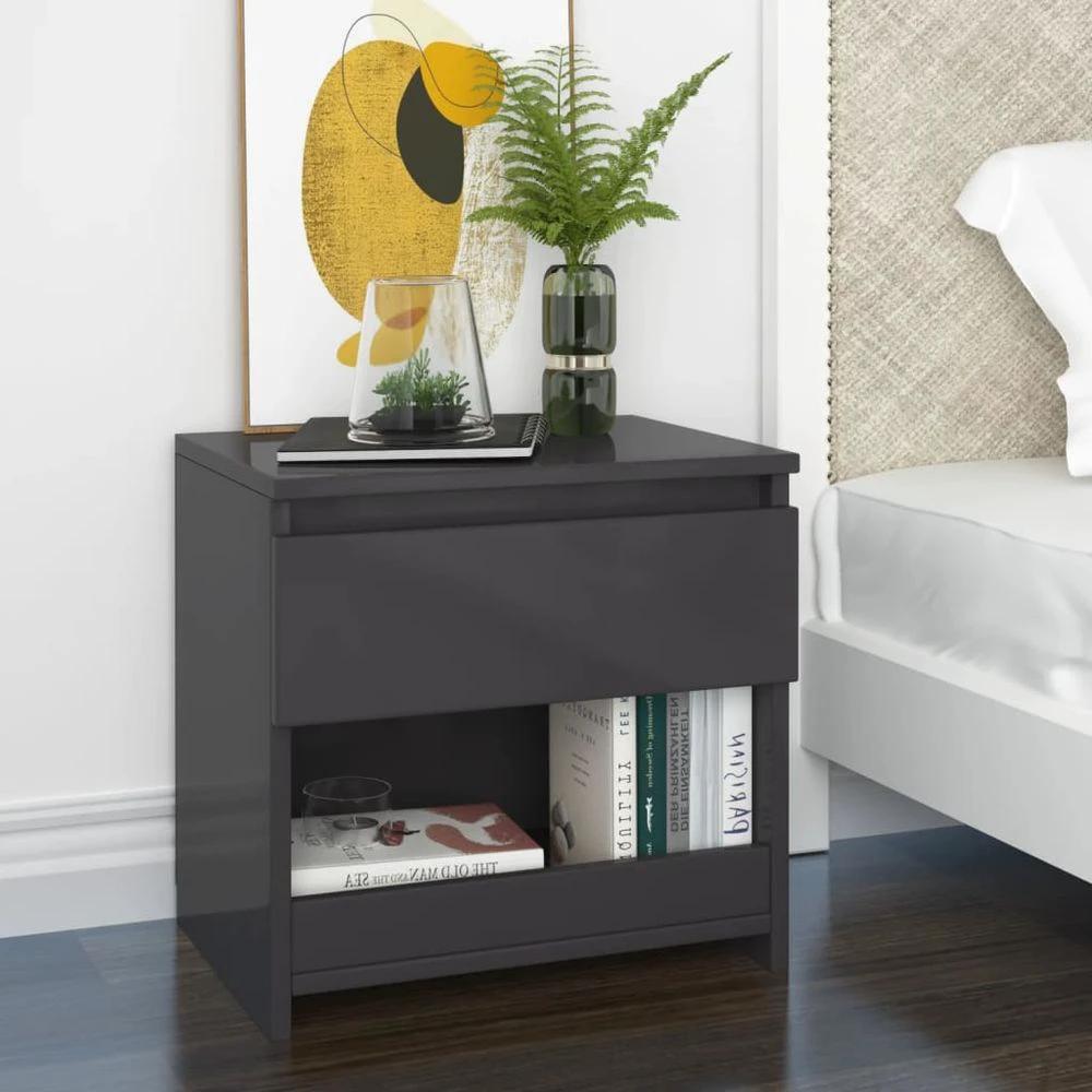Bedside Cabinet Smoked Oak 40x30x39 cm vidaXL Engineered Wood by vidaXL