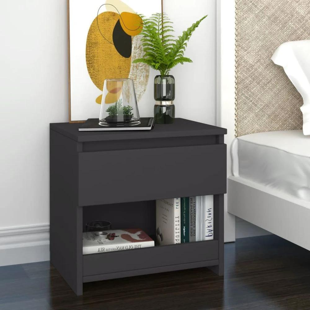Bedside Cabinet Smoked Oak 40x30x39 cm vidaXL Engineered Wood by vidaXL
