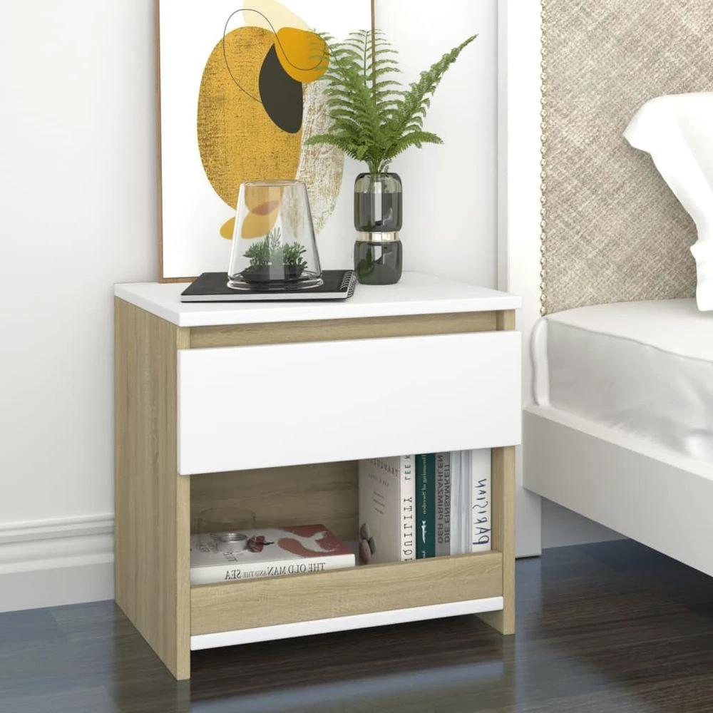Bedside Cabinet Smoked Oak 40x30x39 cm vidaXL Engineered Wood by vidaXL