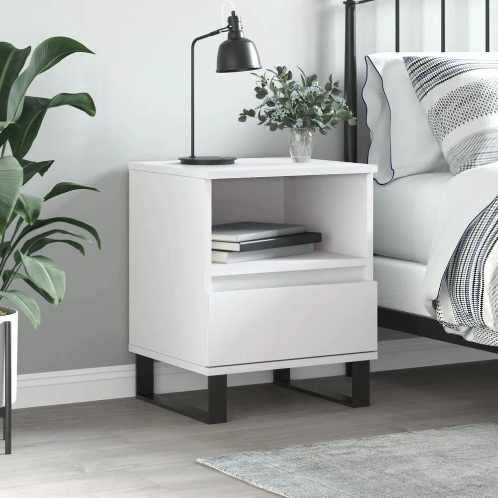vidaXL Bedside Cabinet White 40x35x50 cm vidaXL Engineered Wood - Nightstands Bedside Table