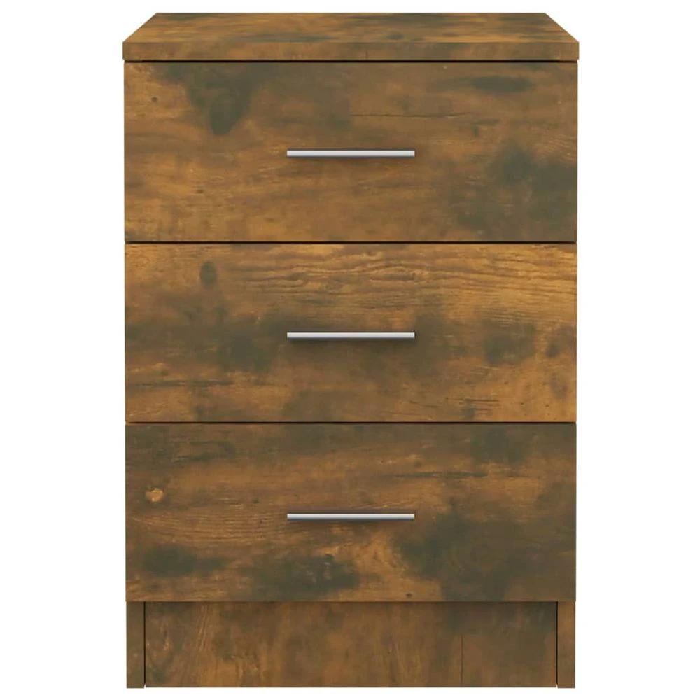 vidaXL Bedside Cabinet Smoked Oak vidaXL 38x35x56 cm Engineered Wood - Nightstands Bedside Table