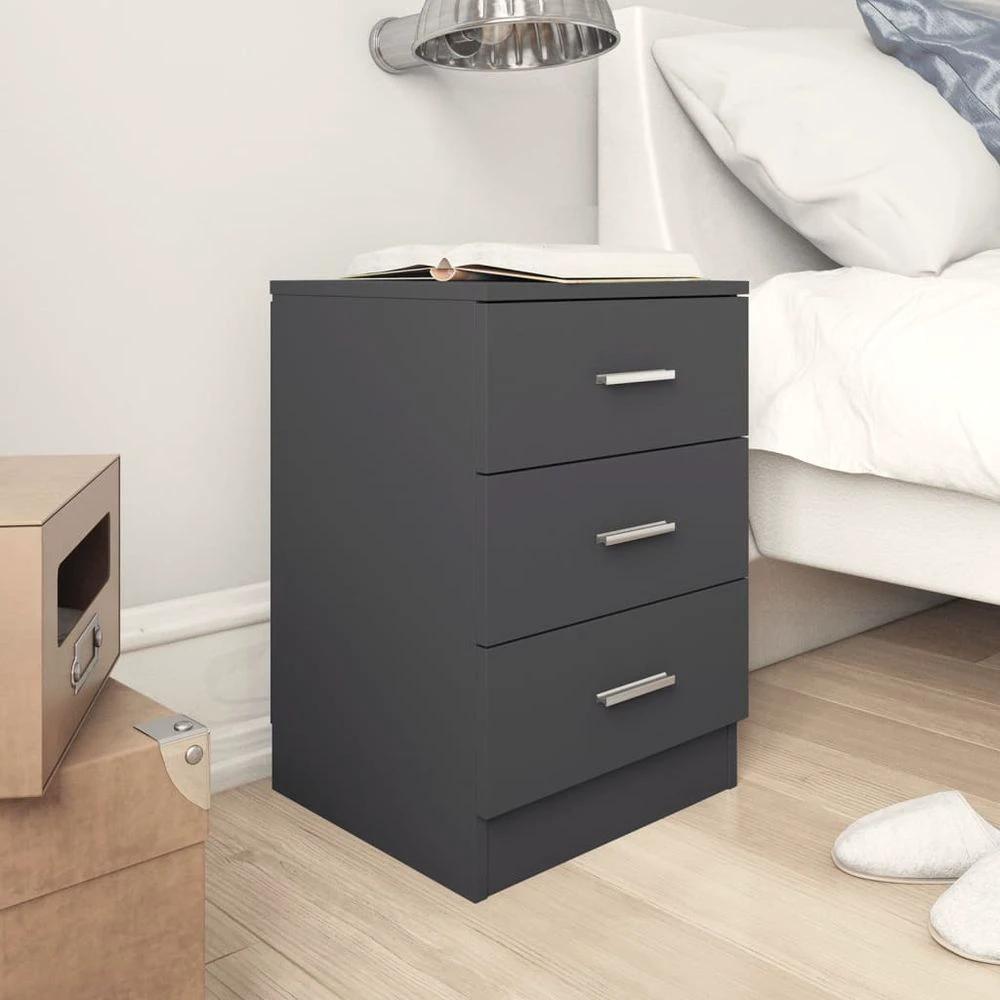 vidaXL Bedside Cabinet Smoked Oak vidaXL 38x35x56 cm Engineered Wood - Nightstands Bedside Table