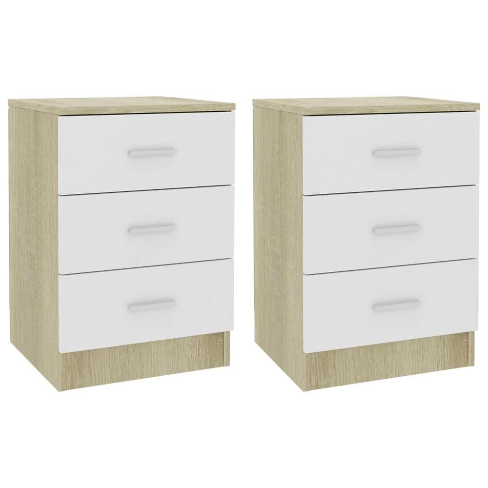 vidaXL Bedside Cabinet Smoked Oak vidaXL 38x35x56 cm Engineered Wood - Nightstands Bedside Table
