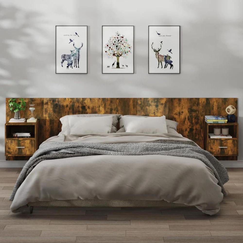 Wall-mounted Bedside Cabinet Smoked Oak by vidaXL