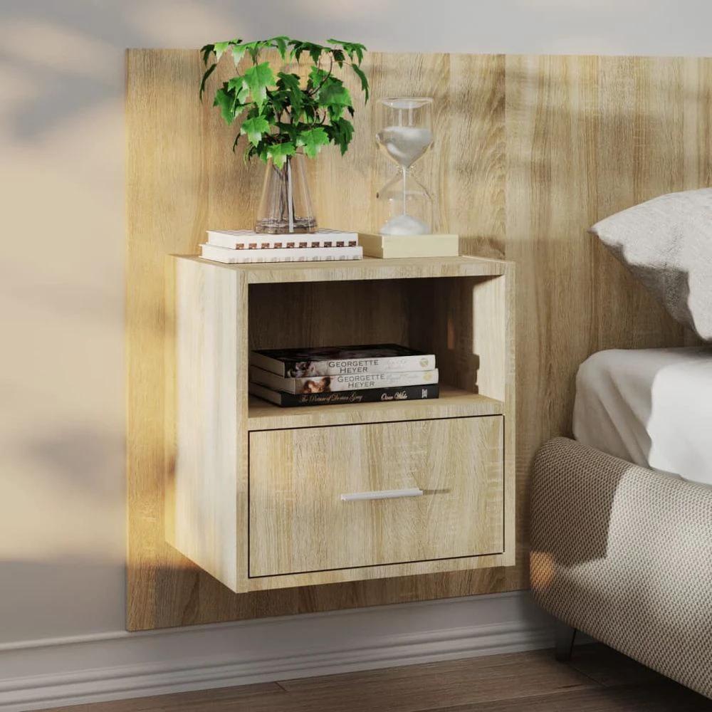 Wall-mounted Bedside Cabinet Smoked Oak by vidaXL