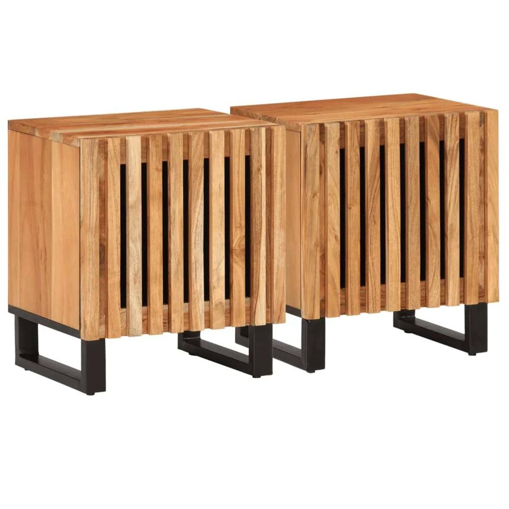 Bedside Cabinet 40x34x46 cm vidaXL Solid Wood Rough Mango by vidaXL
