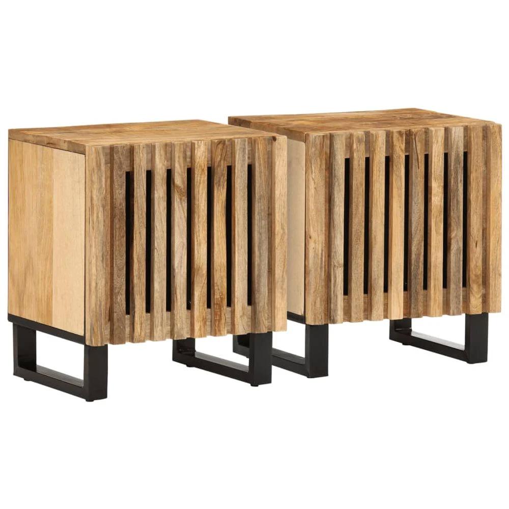 Bedside Cabinet 40x34x46 cm vidaXL Solid Wood Rough Mango by vidaXL