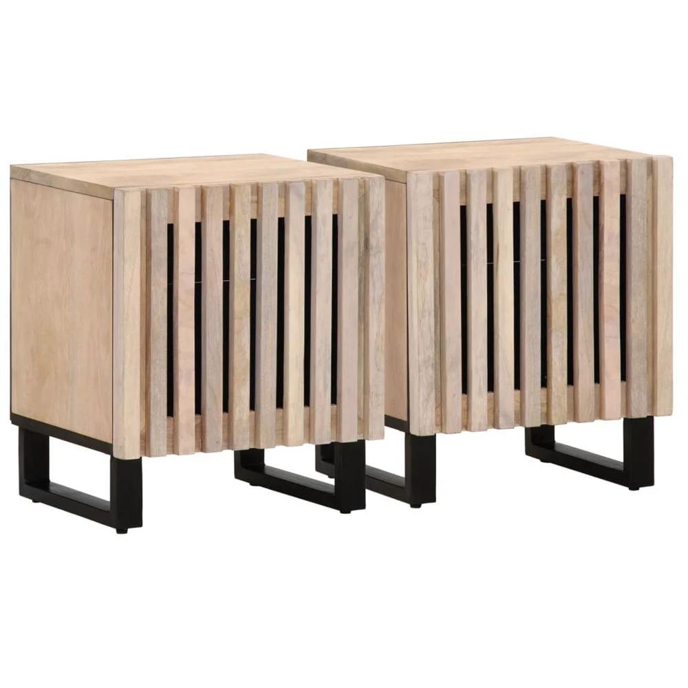 Bedside Cabinet 40x34x46 cm vidaXL Solid Wood Rough Mango by vidaXL