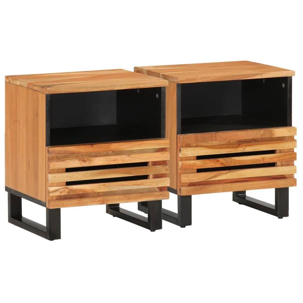 vidaXL Bedside Cabinets 2 pcs 40x33x46 cm vidaXL Solid Wood Rough Mango - Nightstands Bedside Table
