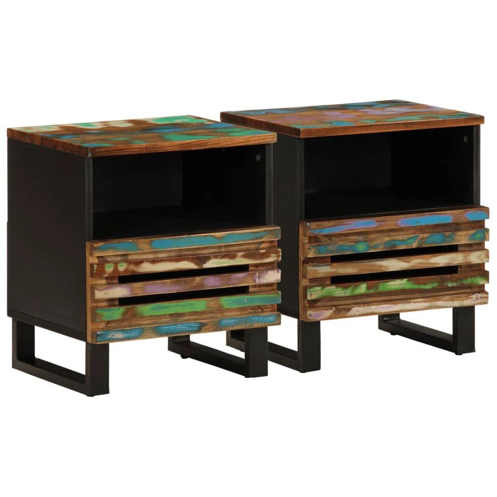 vidaXL Bedside Cabinets 2 pcs 40x33x46 cm vidaXL Solid Wood Rough Mango - Nightstands Bedside Table