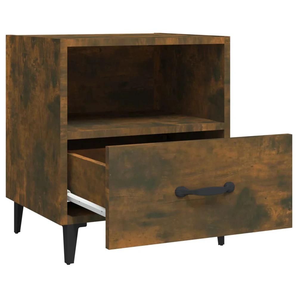 Bedside Cabinet Smoked Oak Engineered Wood vidaXL by vidaXL