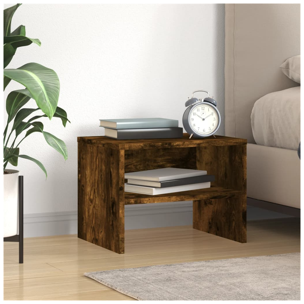 Bedside Cabinet Smoked Oak 40x30x30 cm vidaXL Engineered Wood by vidaXL