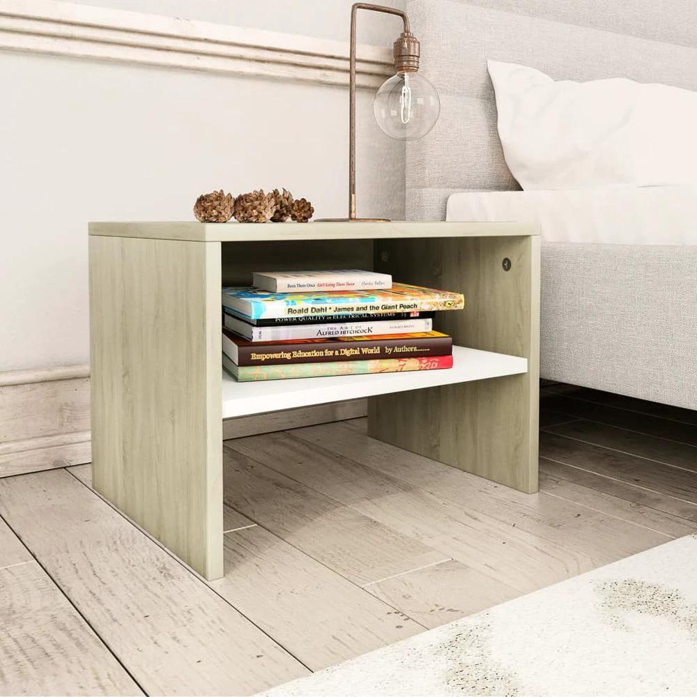 Bedside Cabinet Smoked Oak 40x30x30 cm vidaXL Engineered Wood by vidaXL