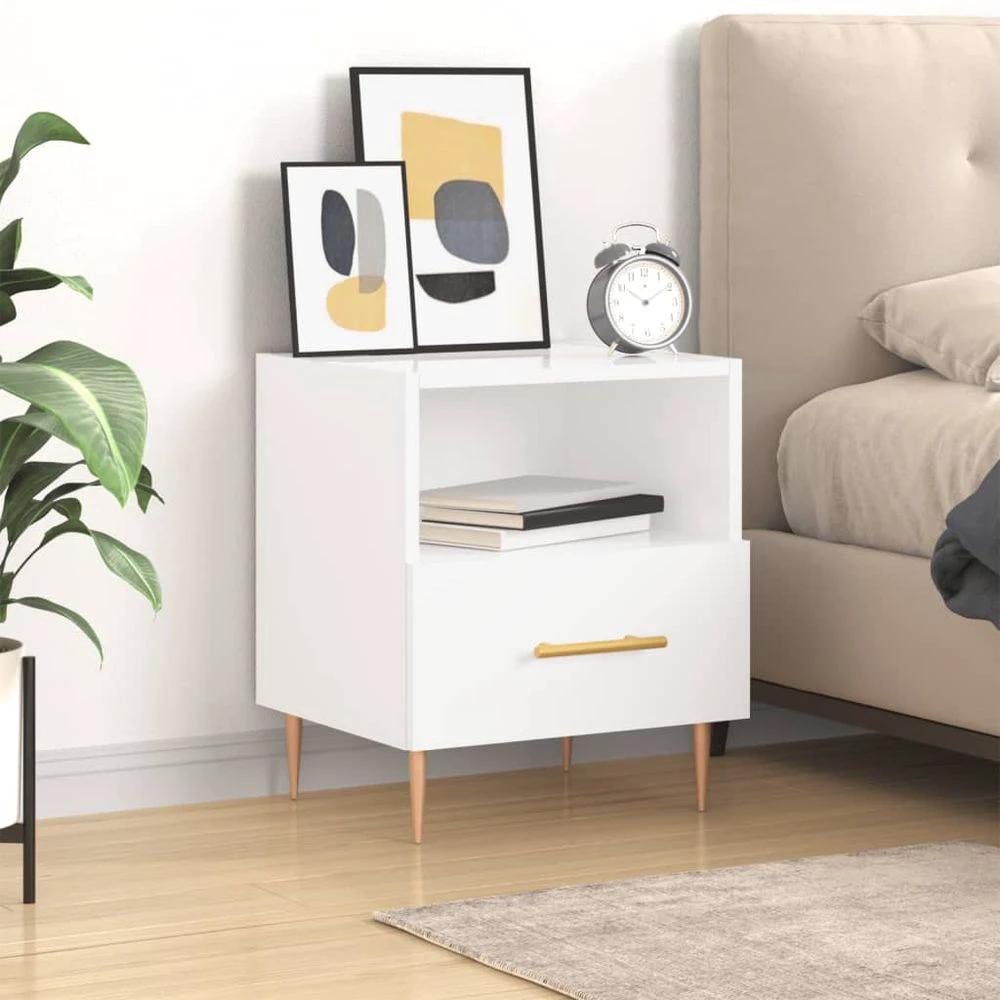 vidaXL Bedside Cabinet White 40x35x47.5 cm vidaXL Engineered Wood - Nightstands Bedside Table