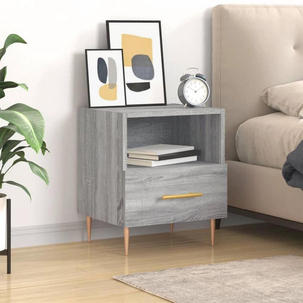 vidaXL Bedside Cabinet White 40x35x47.5 cm vidaXL Engineered Wood - Nightstands Bedside Table