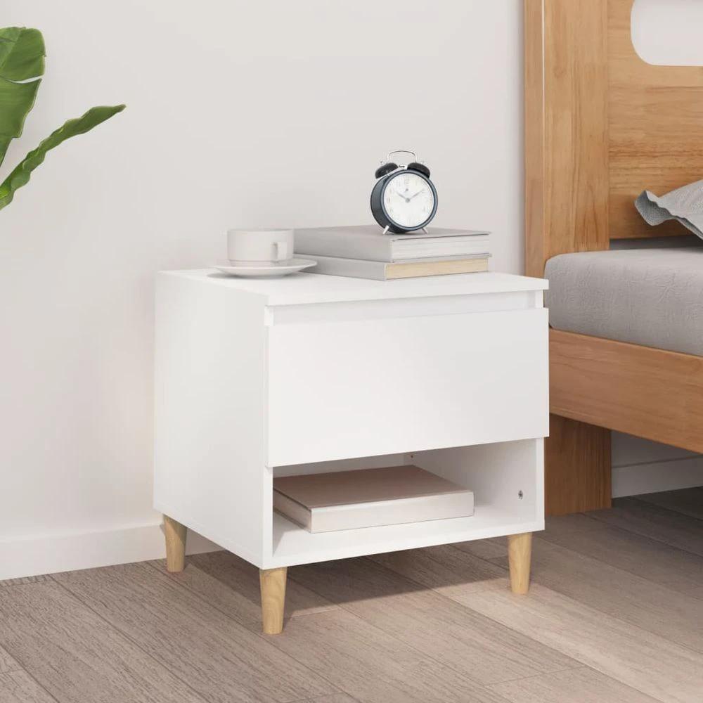 Bedside Table White 50x46x50 vidaXL Engineered Wood by vidaXL