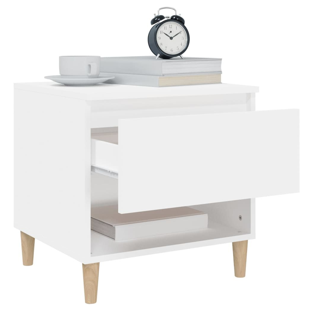 Bedside Table White 50x46x50 vidaXL Engineered Wood by vidaXL