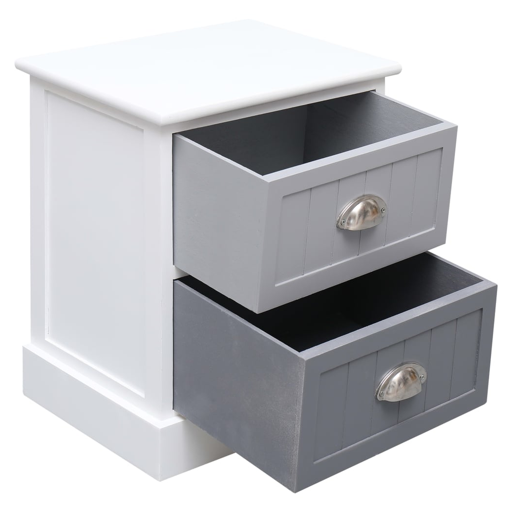 vidaXL Nightstand Grey 38x28x45 cm vidaXL Paulownia Wood - Nightstands Bedside Table