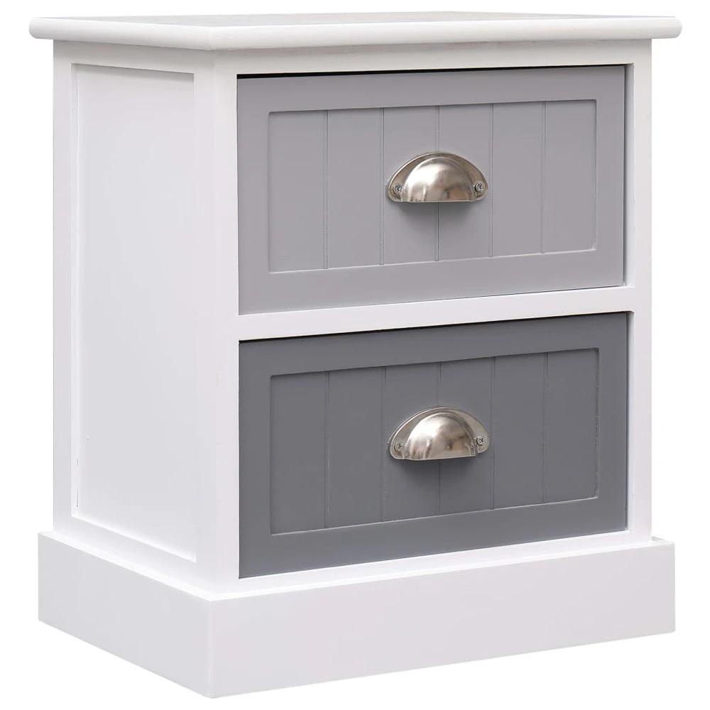 Nightstand Grey 38x28x45 cm vidaXL Paulownia Wood by vidaXL