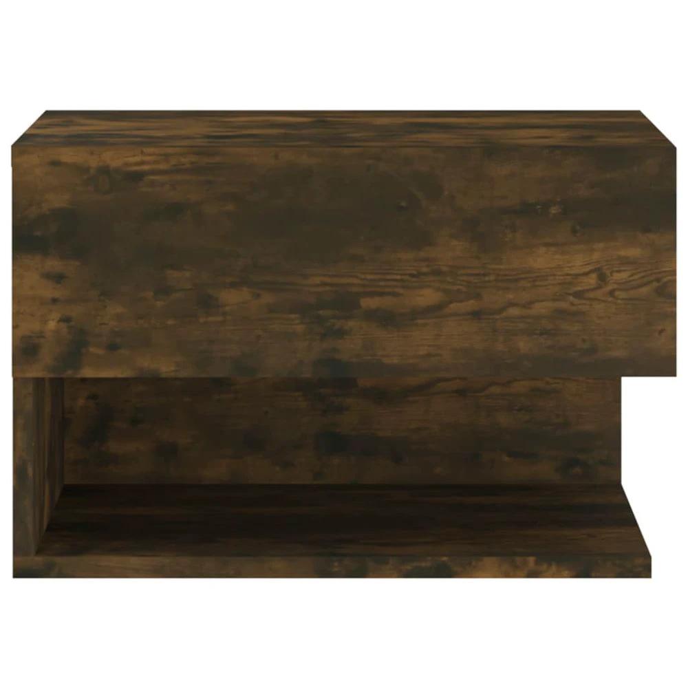 vidaXL Wall-mounted Bedside Cabinet Smoked Oak - Nightstands Bedside Table