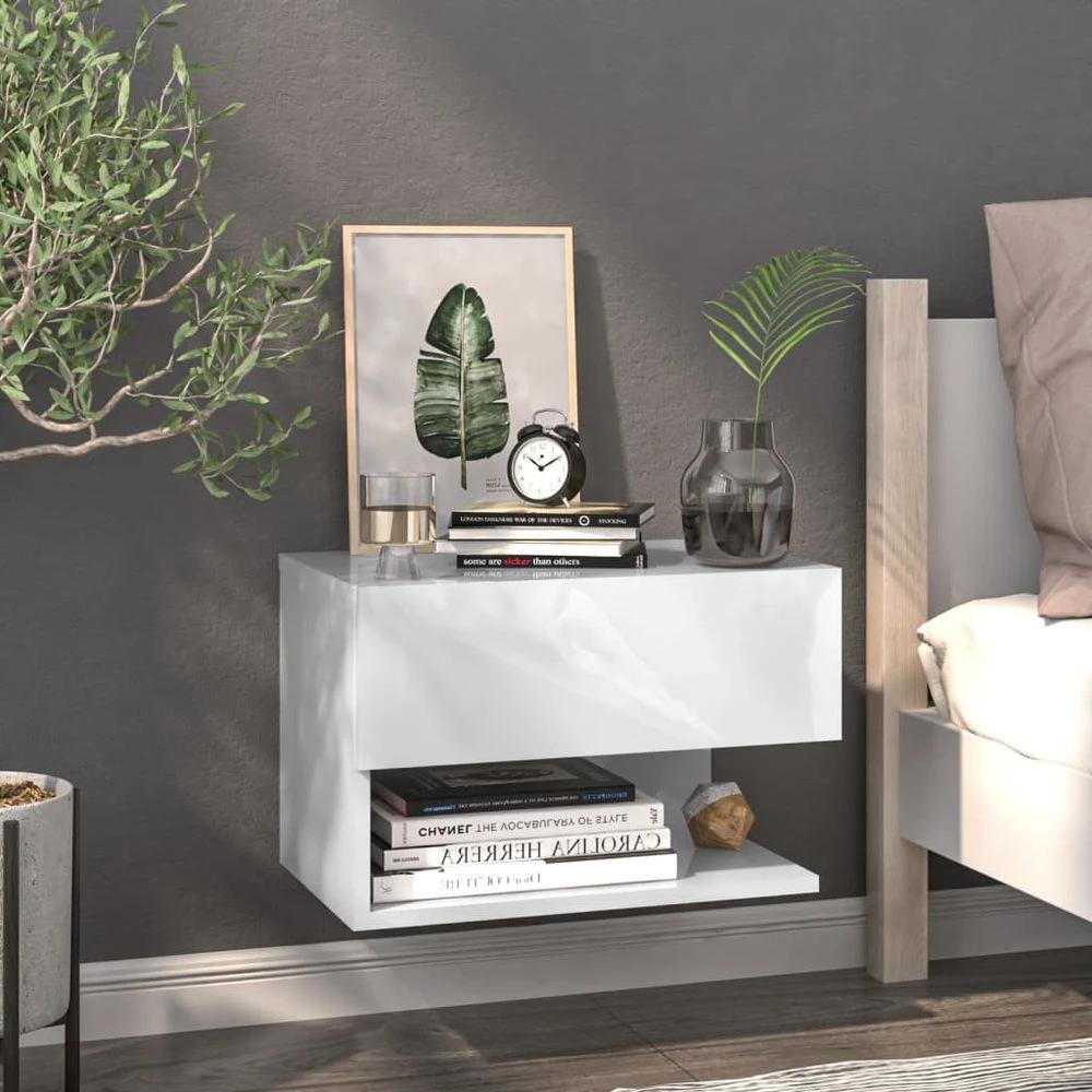 vidaXL Wall-mounted Bedside Cabinet Smoked Oak - Nightstands Bedside Table