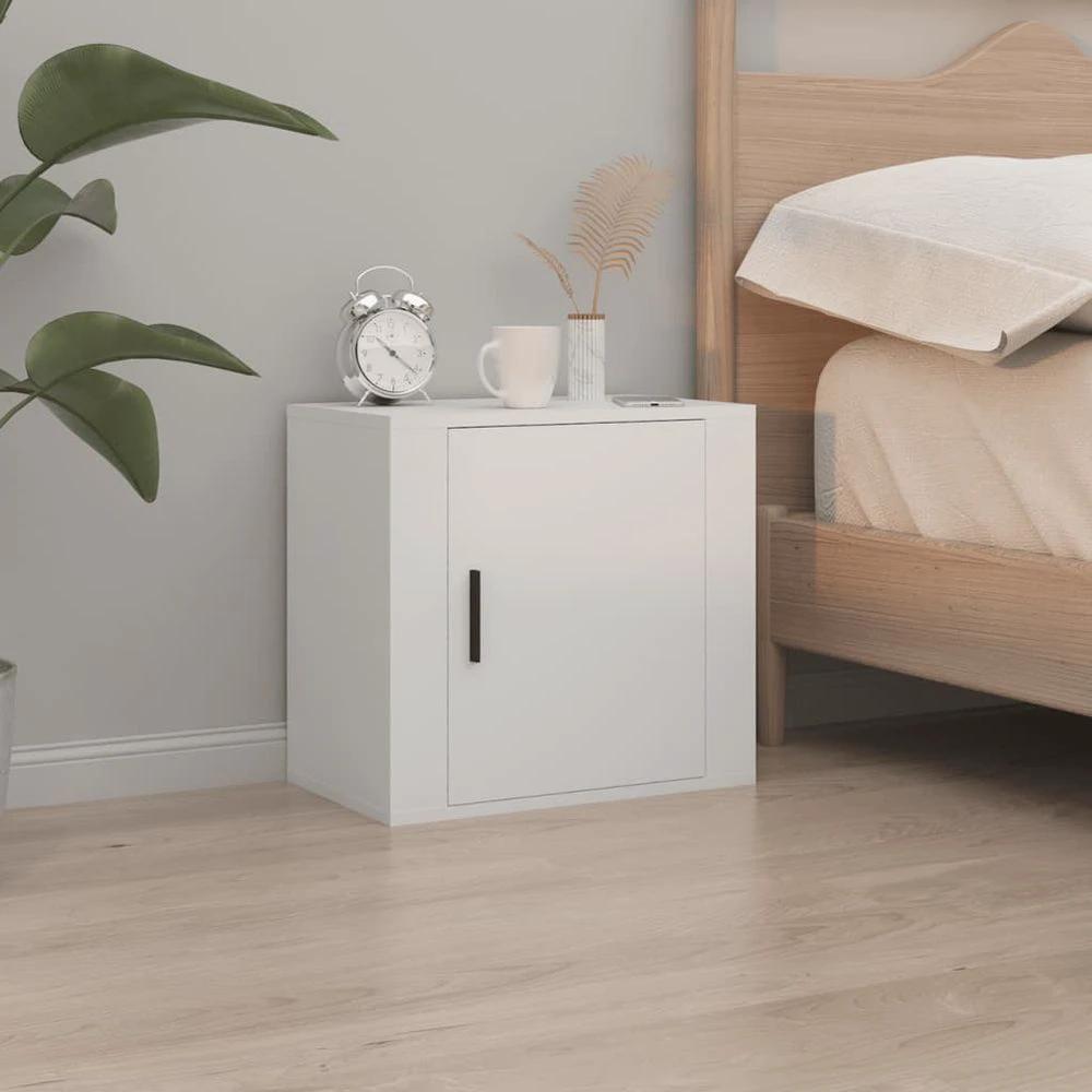 vidaXL Wall-mounted Bedside Cabinet White 50x30x47 cm - Nightstands Bedside Table