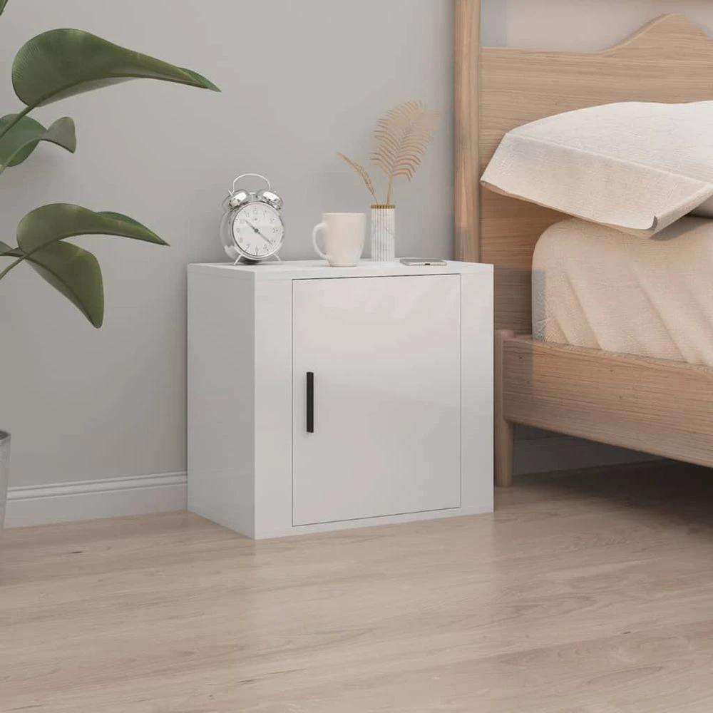 vidaXL Wall-mounted Bedside Cabinet White 50x30x47 cm - Nightstands Bedside Table