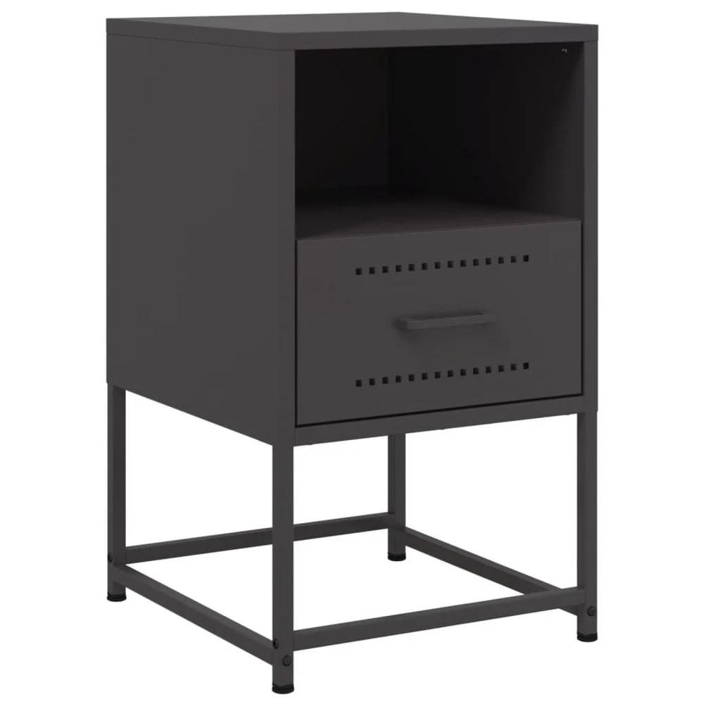 Bedside Cabinet Black 36x39x60.5 cm vidaXL Steel by vidaXL