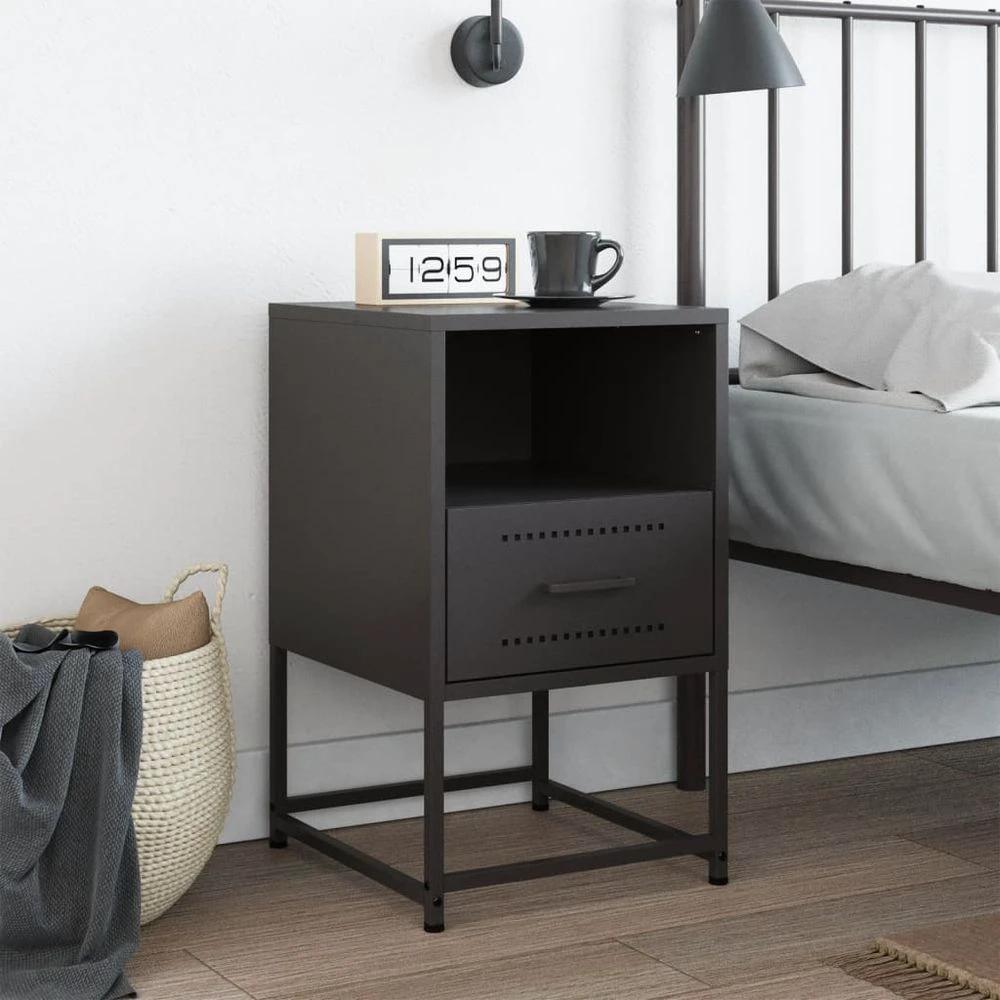 Bedside Cabinet Black 36x39x60.5 cm vidaXL Steel by vidaXL