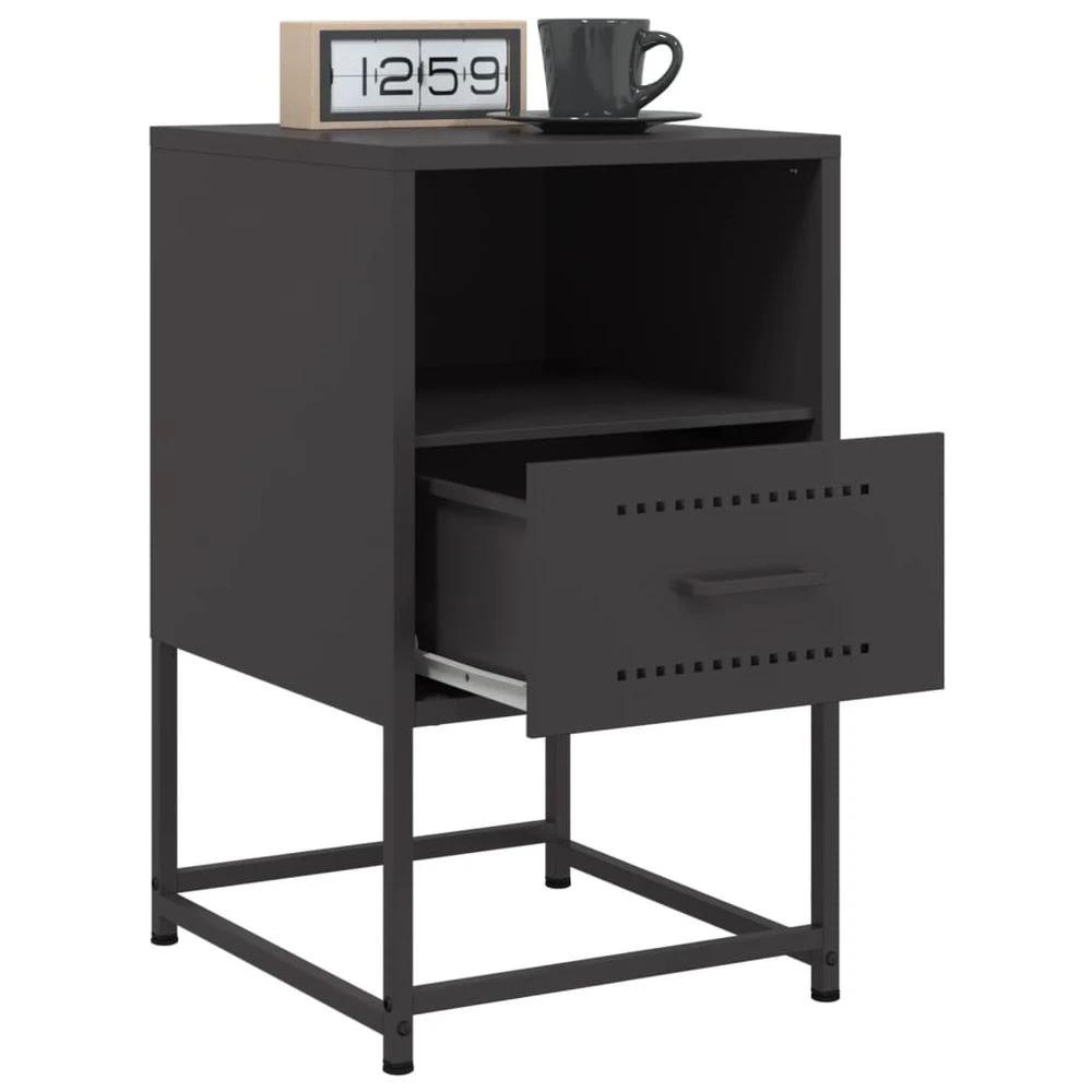 Bedside Cabinet Black 36x39x60.5 cm vidaXL Steel by vidaXL