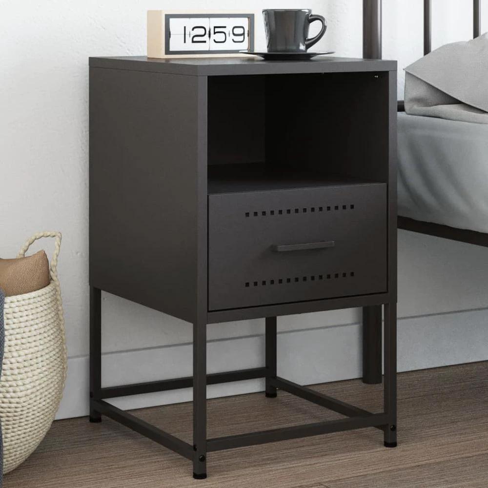 Bedside Cabinet Black 36x39x60.5 cm vidaXL Steel by vidaXL